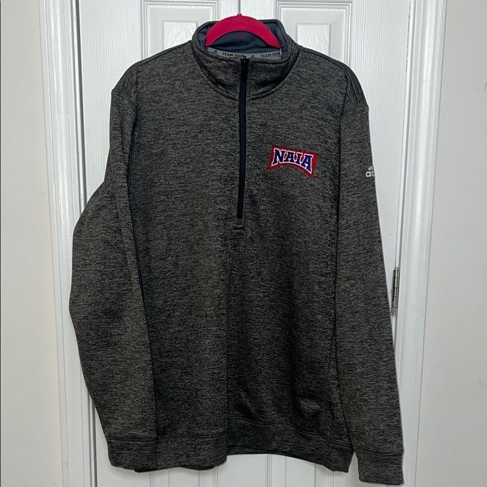 Adidas Gray Zip Up Sweater with Mock-Neck